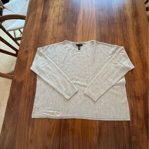 EIleen Fisher Boxy Feather Weight Merino Top in Oatmeal